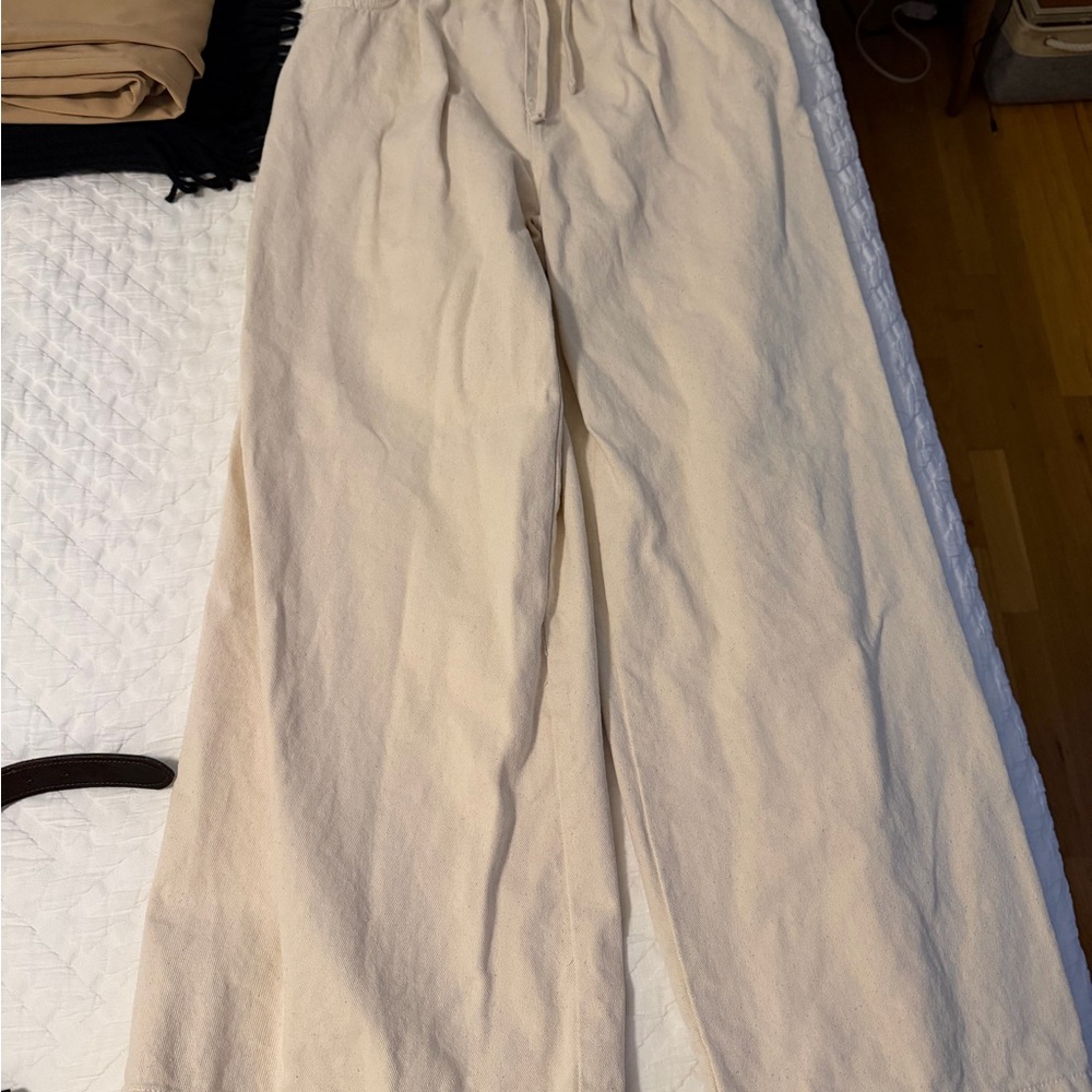 Zara Cream Wide Leg Pants